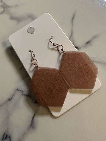 Hexagon Earrings - light brown