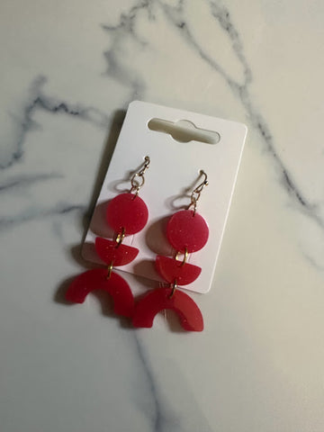 Mixed Shape Earrings Small - red shimmer