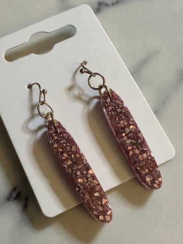 Pink Crushed glass dangles - small