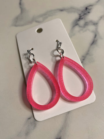 Pink Teardrop Hoops - small