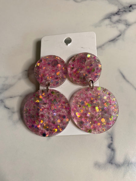 Pink Glitter Post Earrings