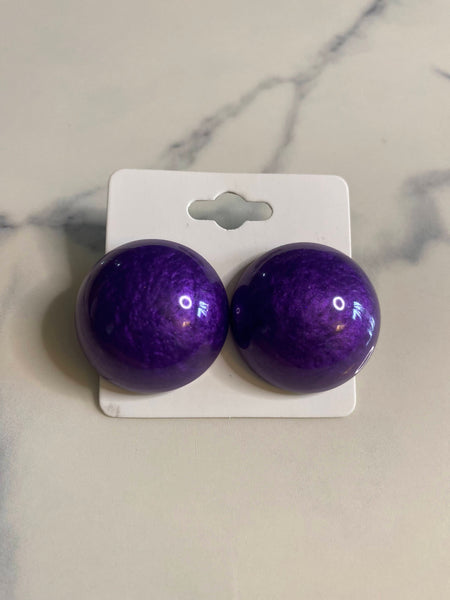 Round Stud Earrings - purple