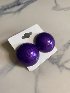 Round Stud Earrings - purple