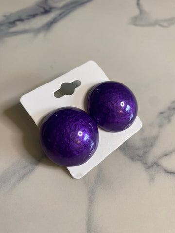 Round Stud Earrings - purple