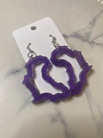 Africa Outline Earrings - purple