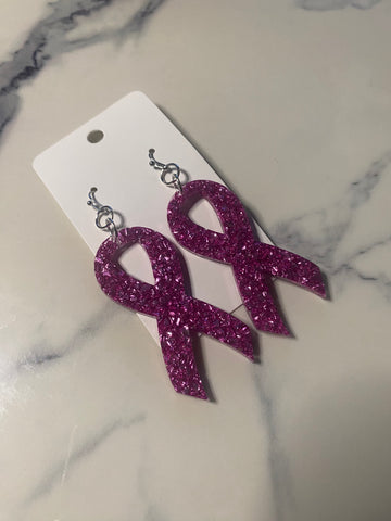 Cancer Ribbon Earrings - pink